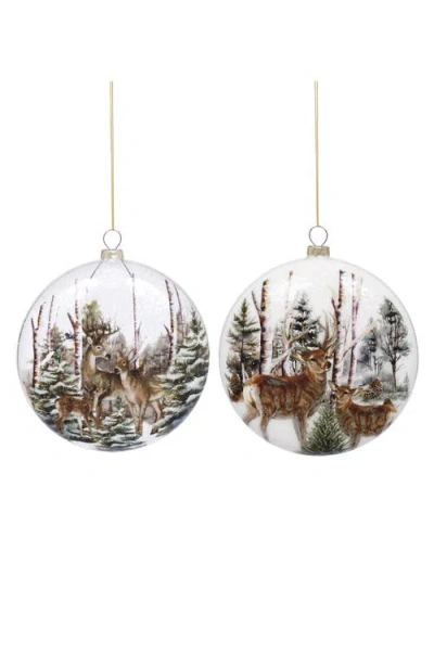 Mark Roberts Deer Forest Ball Ornament, Set Of 6 In Brown