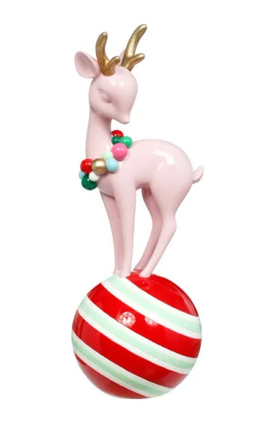 Mark Roberts Deer On Peppermint Ball In Pink