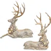 Mark Roberts Deer With Led Wreath, Set Of 2 In Gold