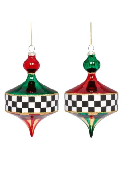 Mark Roberts Diamond Check Finial Ornament, Set Of 6 In Multi