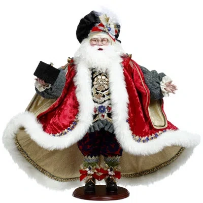 Mark Roberts Diamonds Santa - 24.5 Inches In Red,white,gold,black,blue,silver