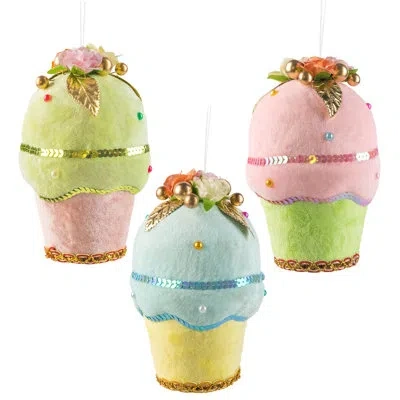 Mark Roberts Elegant Ice Cream Ornament  - 7 Inches Set Of 6 In Blue;green;yellow;pink;gold