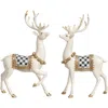 Mark Roberts Elegant Plaid Deer, Set Of 2 In White