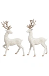 Mark Roberts Elegant Sparkling Deer, Set Of 2 In White