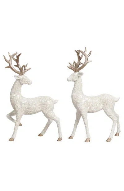 Mark Roberts Elegant Sparkling Deer, Set Of 2 In White