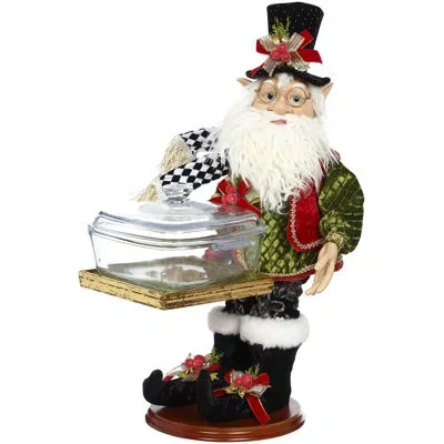 Mark Roberts Elf With Bowl - 19.5 Inches In Green,black,red,clear