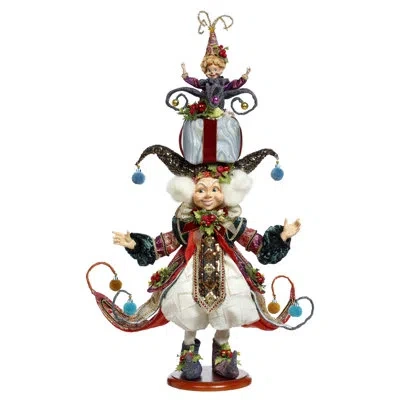 Mark Roberts Elf With Gift - 24 Inches In Purple;gold;ivory;blue;brown;green;red