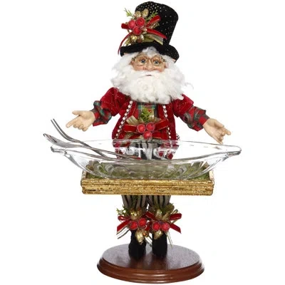 Mark Roberts Elf With Glass Plate - 12.5 Inches In Gold;black;brown;white;green;red