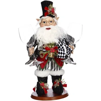 Mark Roberts Elf With Wineglasses - 20 Inches In Black;brown;white;green;red