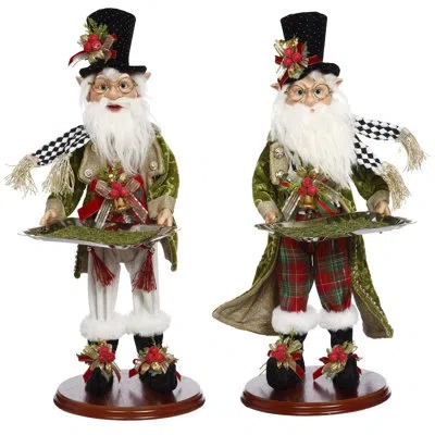 Mark Roberts Elves With Platter - 19.5 Inches Set Of 2 In Black;brown;white;green;red