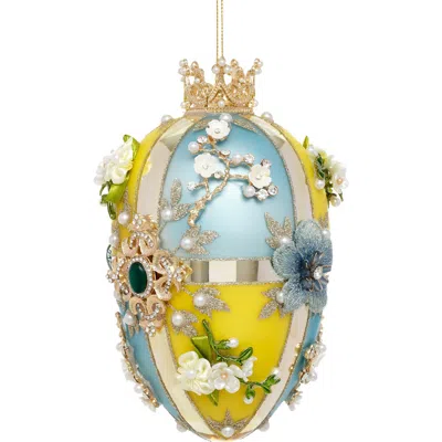 Mark Roberts Faberge Jewel Egg Ornament, Blue Yellow, Quatro