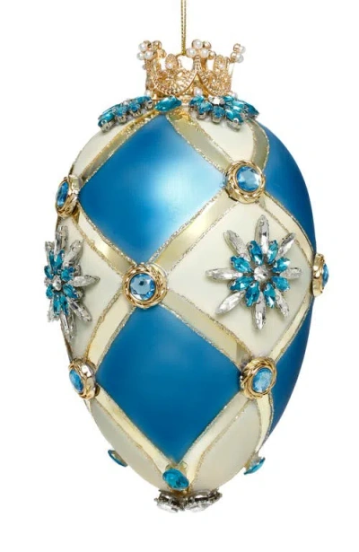 Mark Roberts Faberge Jewel Egg Ornament , Blue/ivory