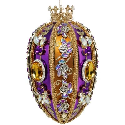 Mark Roberts Faberge Jewel Egg Ornament , Copper/purple - 7.5 Inches In White;yellow;purple;gold;clear