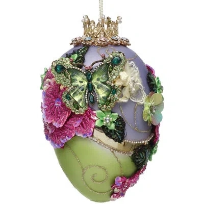 Mark Roberts Faberge Jewel Egg Ornament, Green/purple- 7 Inches