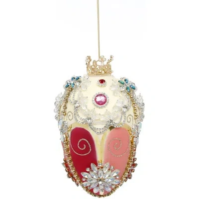 Mark Roberts Faberge Jewel Egg Ornament, Ivory Rose - 7 Inches In Multi