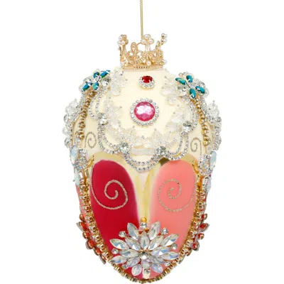 Mark Roberts Faberge Jewel Egg Ornament, Ivory Rose In Multi