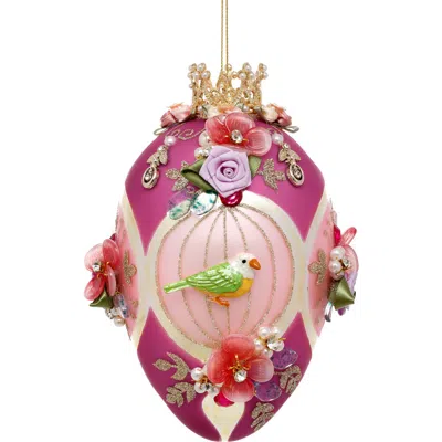 Mark Roberts Faberge Jewel Egg Ornament, Pink, Bird Cage In Animal Print