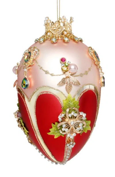 Mark Roberts Faberge Jewel Egg Ornament , Pink/raspberry In Red