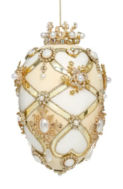 Mark Roberts Faberge Jewel Egg Ornament ,white/cream In Multi