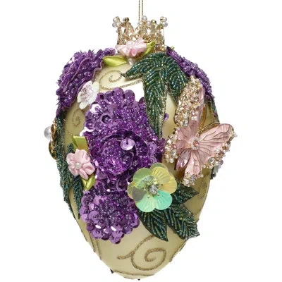 Mark Roberts Faberge Jewel Egg Ornament, Yellow - 7 Inches In Purple