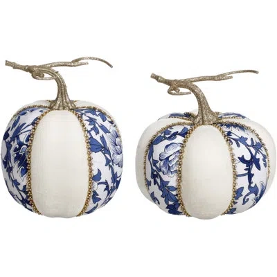 Mark Roberts Fall 2 Piece Blue/white Pumpkin Set