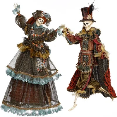 Mark Roberts Fall Inspired 2 Piece Stately Skeleton Figurine Set