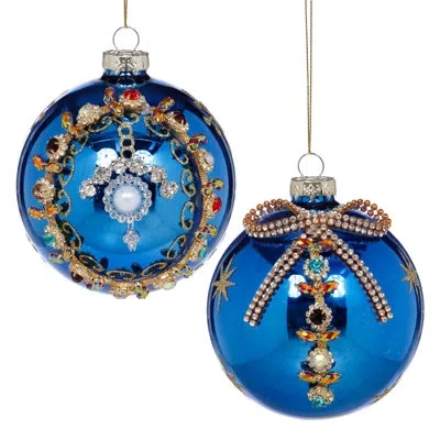 Mark Roberts Fancy Ball Ornament - 4 Inches Set Of 6 In Blue