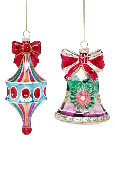 Mark Roberts Festive Bell With Bow Ornament, Set Of 6 In Red