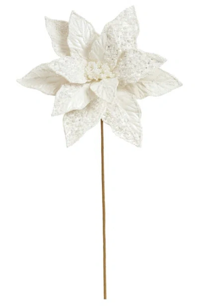 Mark Roberts Festive Poinsettia Pick, Set Of 12 In White