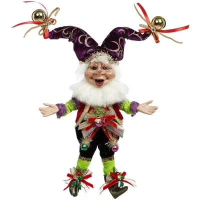 Mark Roberts Festivities Elf, Small - 11.5 Inches In Purple,gold,green,red,black