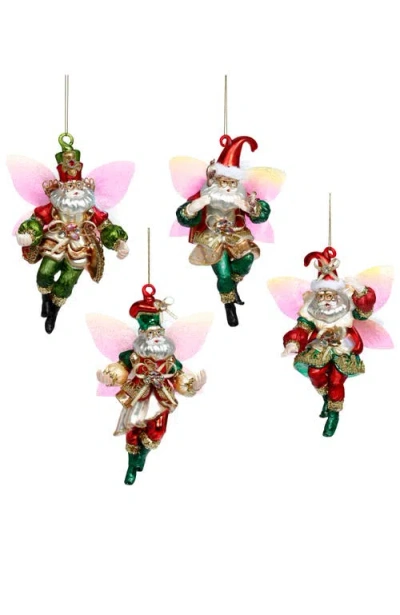 Mark Roberts Fiary Santa Ornament, Set Of 4 In Multi
