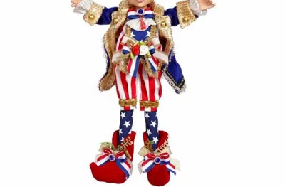 Mark Roberts Flag Bearer Elfin Small 14.5" In Blue In Multi