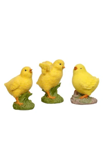 Mark Roberts Flocked Chicks, Set Of 3 In Yellow