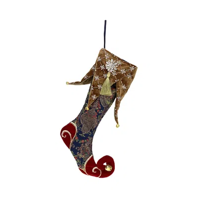Mark Roberts Floral Jester Stocking, 25 In Brown