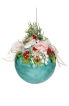 Mark Roberts Floral Jeweled Ball Ornament, Frosted, Blue In Multi