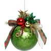 Mark Roberts Floral Jeweled Ball Ornament, Frosted, Dark Green In Green