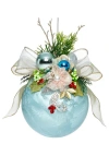 Mark Roberts Floral Jeweled Ball Ornament, Frosted, Light Blue In Blue