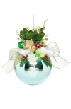 Mark Roberts Floral Jeweled Ball Ornament, Shiny, Blue In Multi
