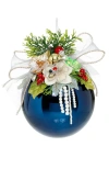 Mark Roberts Floral Jeweled Ball Ornament, Shiny, Dark Blue In Blue