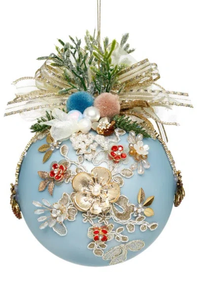 Mark Roberts Floral Jeweled Ornament, Blue