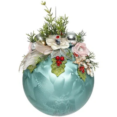 Mark Roberts Floral Jeweled Ornament, Frosted, Blue - 7.5 Inches In Blue;white;green;red;pink;gold;silver