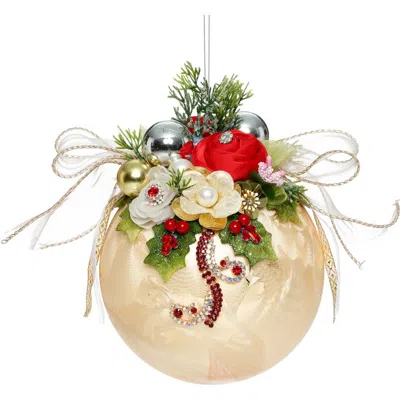 Mark Roberts Floral Jeweled Ornament, Frosted, Gold In Multi