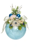 Mark Roberts Floral Jeweled Ornament, Frosted, Light Blue In Blue