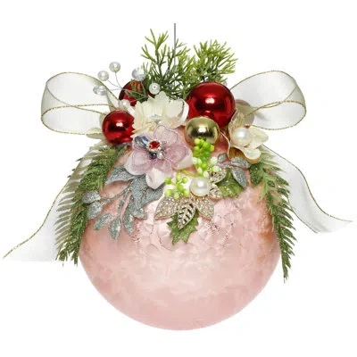 Mark Roberts Floral Jeweled Ornament, Frosted, Pink - 8 Inches