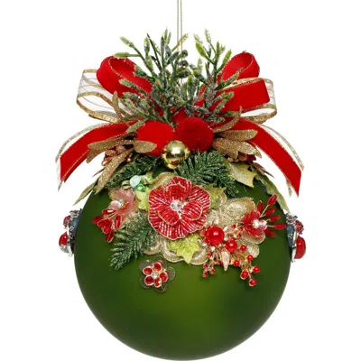 Mark Roberts Floral Jeweled Ornament, Green