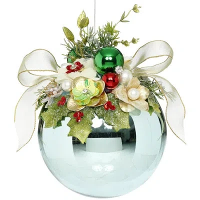 Mark Roberts Floral Jeweled Ornament, Shiny, Blue - 7.5 Inches