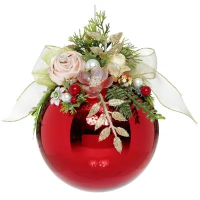 Mark Roberts Floral Jeweled Ornament, Shiny, Red -8 Inches In White;green;red;pink;gold