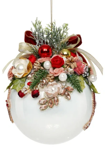 Mark Roberts Floral Jeweled Ornament, White In Multi
