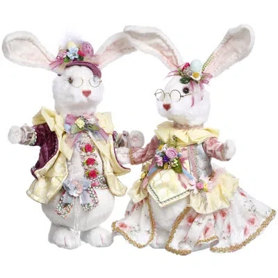 Mark Roberts Fluffy Chubby Rabbit - 15 Inches Set Of 2 In Beige