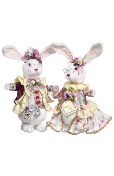 Mark Roberts Fluffy Chubby Rabbit, Set Of 2 In Multi
